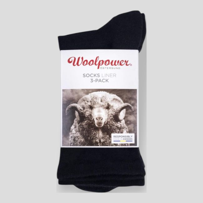 Conjunto de 3 pares de meias Liner Classic Preto - Woolpower