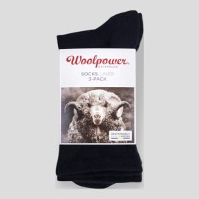 Conjunto de 3 pares de meias Liner Classic Preto - Woolpower