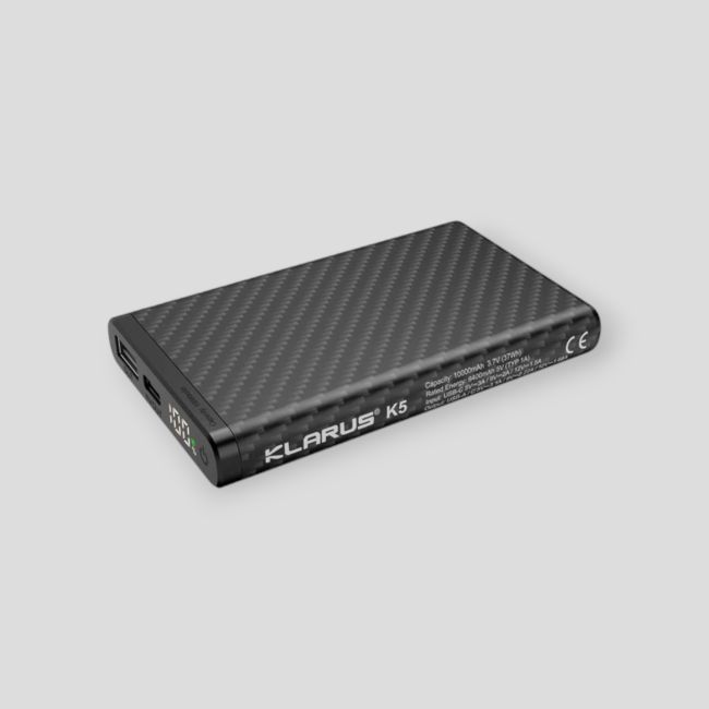 Batterie externe ultralégère en fibre de carbone K5 (10 000mAh) - Noir - Klarus