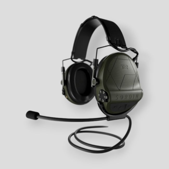 Słuchawki ochronne z czarną skórzaną pałąkiem Suprême T2 (SNR: 29db) - Olive Green - MSA Sordin