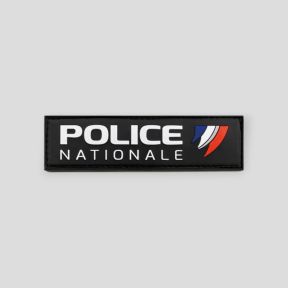 Emblema flexível fundo preto com velcro 11x3cm - Police Nationale
