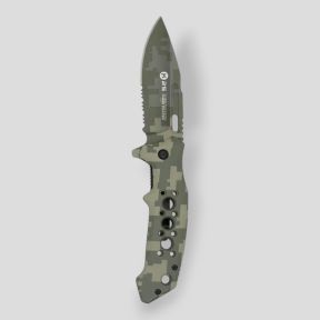 Coltello pieghevole tattico (lama 8,5cm) - Pixel Verde - K25