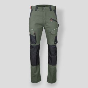 Pantalon stretch bicolore avec poches genouillères MEMORY - Kaki/Noir - LMA
