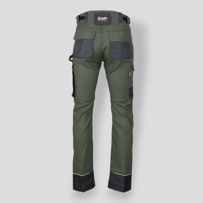 Pantalone stretch bicolore con tasche ginocchiere MEMORY - Kaki/Nero - LMA