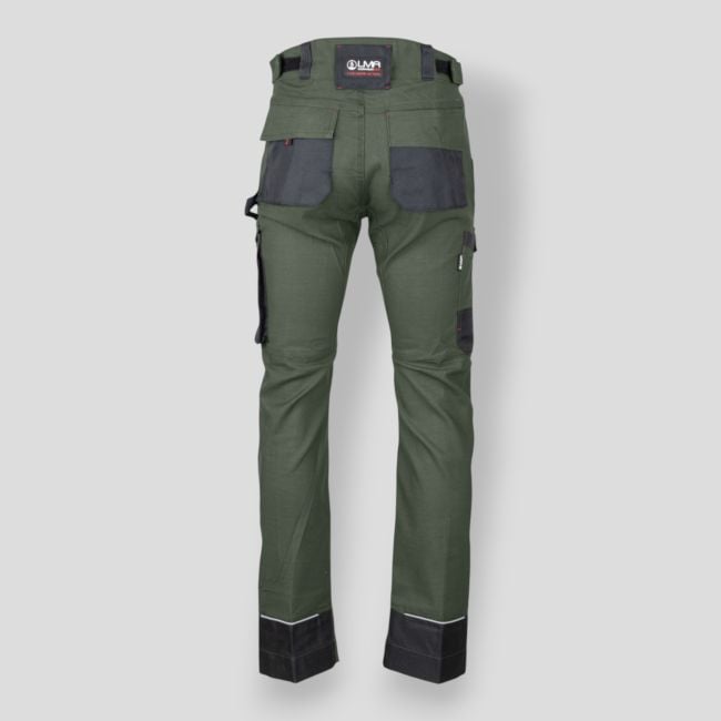 Pantalon stretch bicolore avec poches genouillères MEMORY - Kaki/Noir - LMA