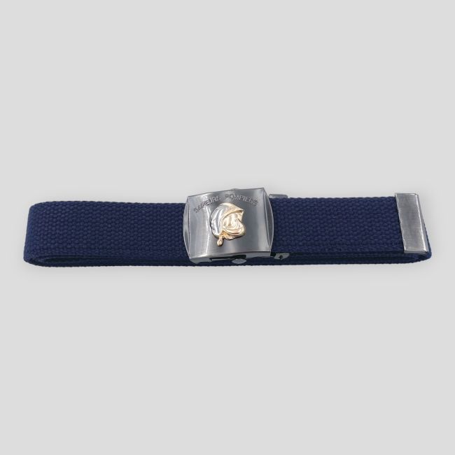 Ceinture sangle en tissu avec boucle en métal argent gravée Sapeurs Pompiers - Bleu Marine - Patrol Equipement