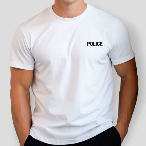 TEE SHIRT BLANC MC IMPRIME POLICE -Patrol Equipement