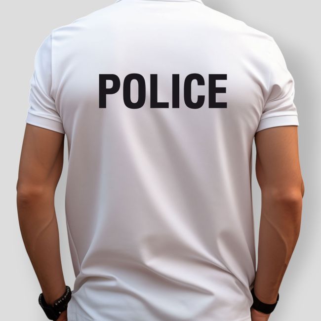 Polo z krótkimi rękawami z nadrukiem Policja - Białe - Patrol Equipement