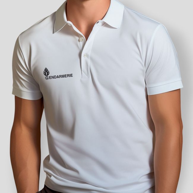 Polo à manches courtes sérigraphié Gendarmerie - Blanc - Patrol Equipement
