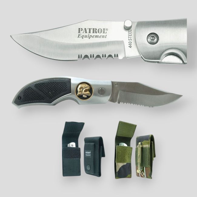 COUTEAU RANGERS BADGE SAPEURS POMPIERS ETUI CAM - Patrol Equipement