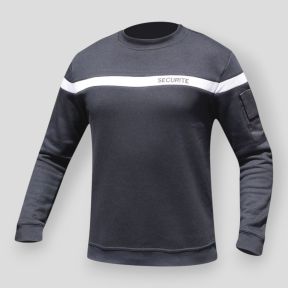SWEAT NOIR BANDE GRISE SECURITE - Patrol Equipement