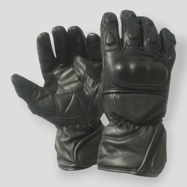 Motorradhandschuhe aus Leder mit Protektoren und Thinsulate-Futter - Schwarz - Patrol Equipement