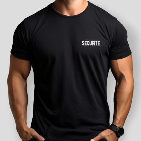 TEE SHIRT NOIR BRODE SECURITE MANCHES COURTES -Patrol Equipement