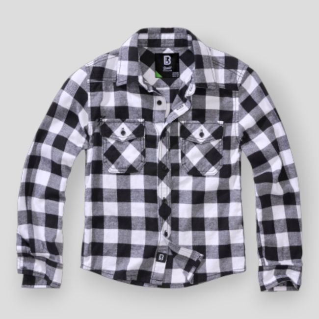 Chemise enfant à carreaux blanc/noir - Brandit