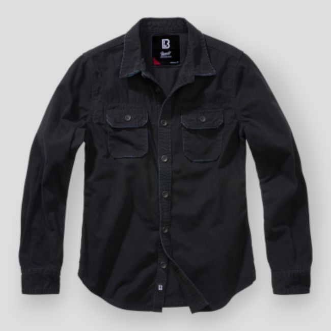 Chemise femme vintage manches longues noir - Brandit