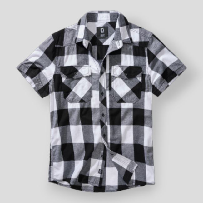Chemise manches courtes carreaux blanc/noir - Brandit