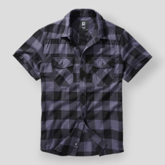 Chemise manches courtes carreaux noir/gris - Brandit