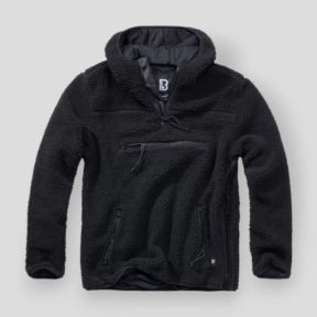 Fleece-Kapuzensweatshirt mit Reißverschluss schwarz - Brandit