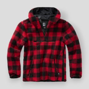 Sweat capuche zip polaire rouge/noir - Brandit