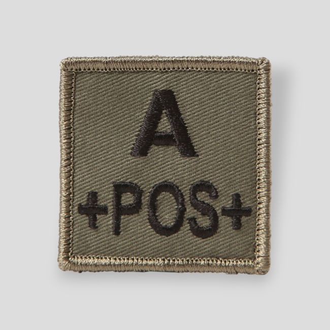 Patch carré Tissu 3D groupe sanguin A+ avec velcro - Vert Olive