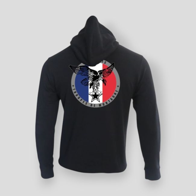 Sweat-shirt com fecho de correr Troupes de Montagne France - Preto - Summit Outdoor Lifestyle