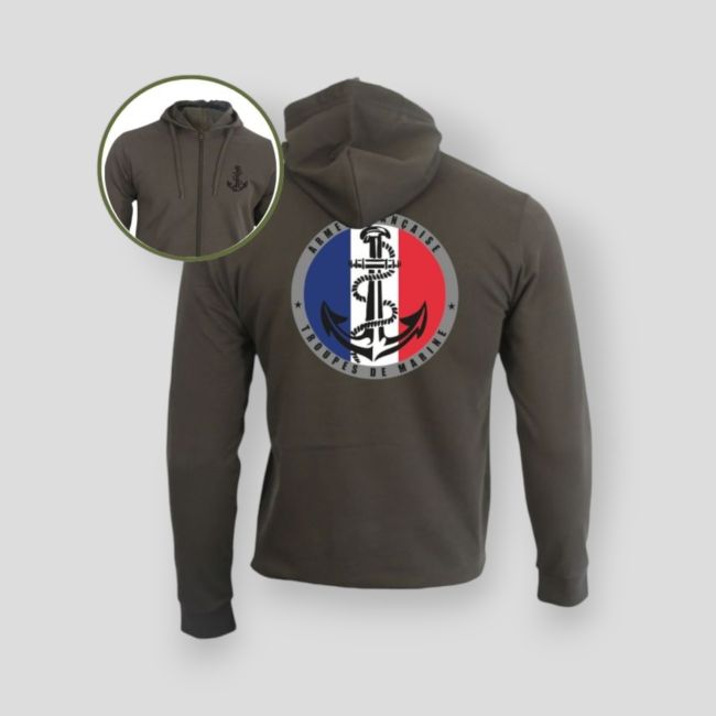 Sweatshirt com fecho de correr Troupes de Marine France - Caqui - Summit Outdoor Lifestyle