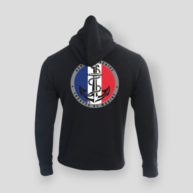 Felpa con zip Troupes de Marine Francia - Nero - Summit Outdoor Lifestyle