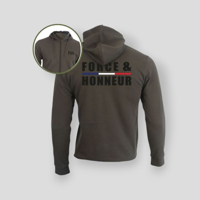 Felpa con zip Force & Honneur Liseré - Kaki - Summit Outdoor Lifestyle