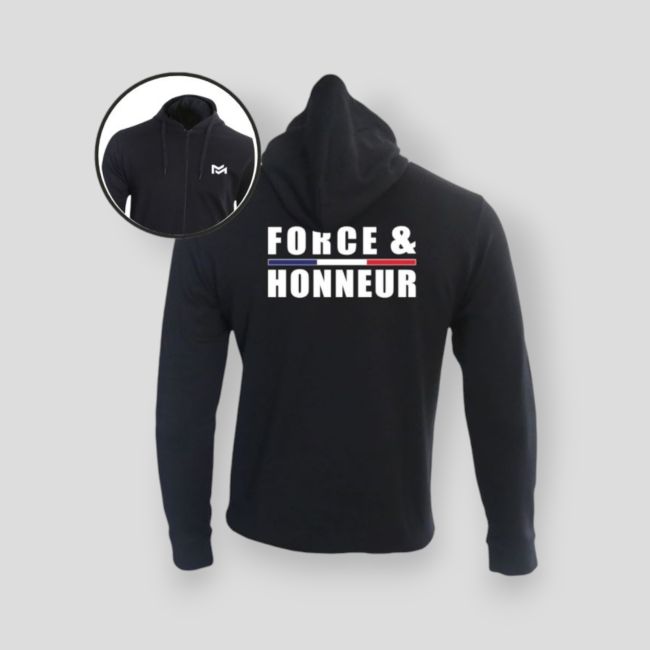 Sudadera con cremallera Force & Honneur Ribete - Negro - Summit Outdoor Lifestyle