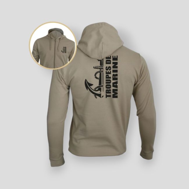 Bluza z kapturem na zamek Troupes de Marine Design - Light Sand - Summit Outdoor Lifestyle