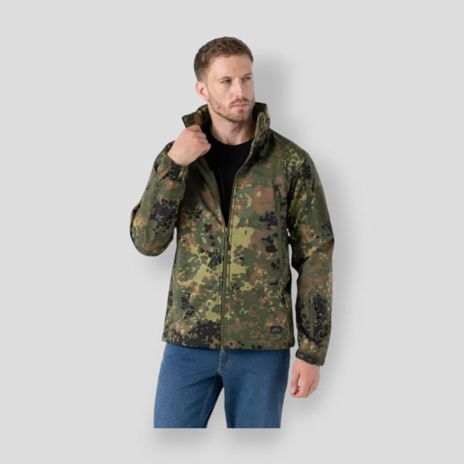 gunfighter jacket - shark skin windblocker - flecktarn - helikon