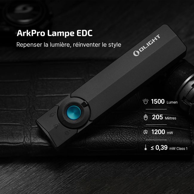 Kompaktowa latarka EDC Ark Pro (1 500 lumenów) - Matowa czerń - Olight