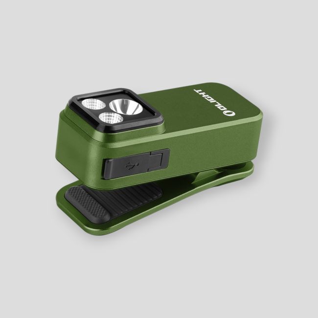 Lampe pour gilet tactique avec lumière rouge (500 lumens) Oclip Pro - Vert Olive - Olight