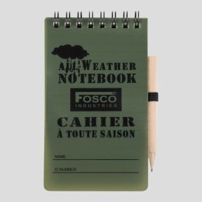 Waterdicht notitieboekje met potlood 13x7,5cm - Olijfgroen - Fosco Industries