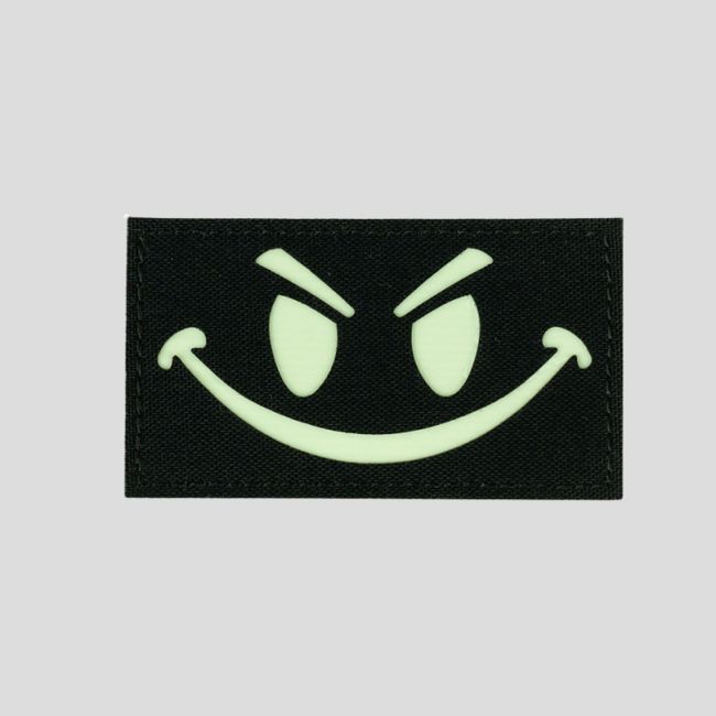 Lasercut fosforescerende patch Evil Smiley - Zwart - 101 Inc