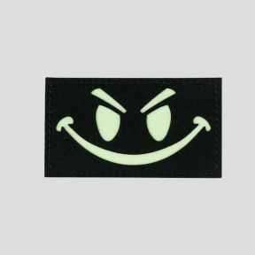 Lasercut fosforescerende patch Evil Smiley - Zwart - 101 Inc