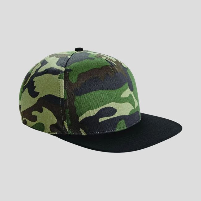 Snapback-Kappe 5 Paneele - Camo Jungle/Schwarz - Beechfield