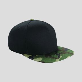 Casquette snapback 5 panneaux - Noir/Camo Jungle - Beechfield