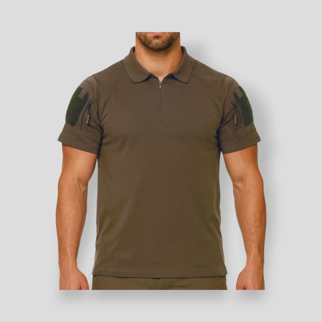 Polo de manga corta transpirable con cuello con cremallera Tropper - Ranger Green - OPEX