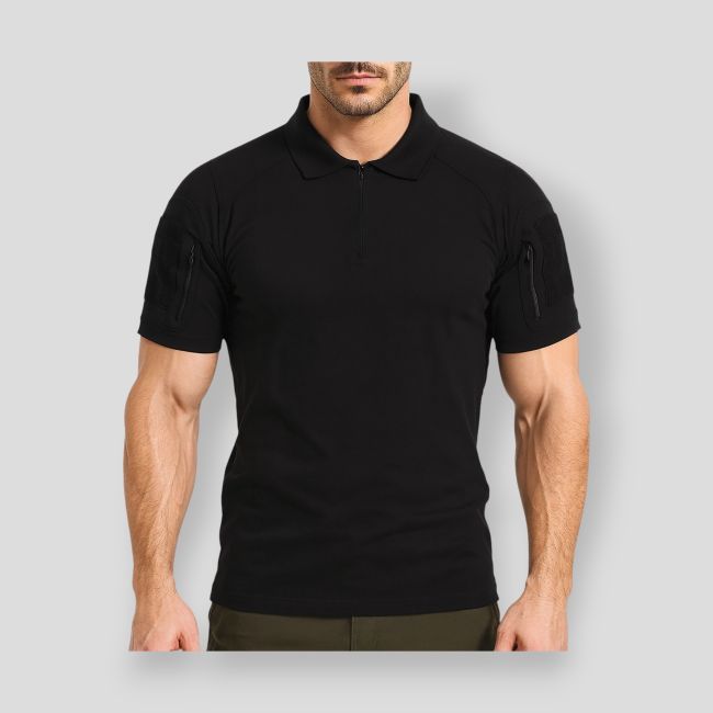 Polo Tropper z kołnierzem na zamek spandex 210g - Czarny - OPEX