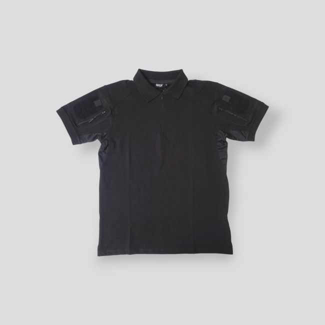 Polo Tropper z kołnierzem na zamek spandex 210g - Czarny - OPEX