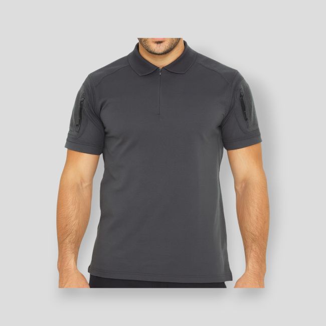 Polo Tropper z kołnierzem na zamek spandex 210g - Szary - OPEX