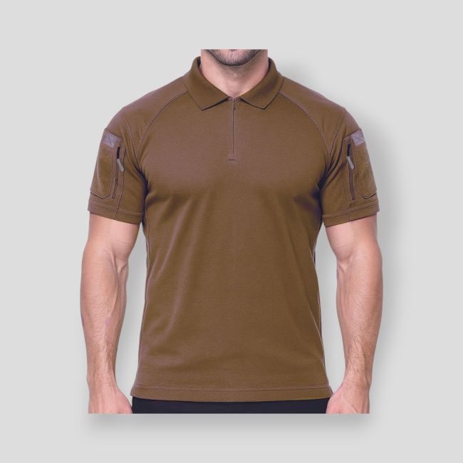 Polo de manga corta transpirable con cuello con cremallera Tropper - Coyote - OPEX