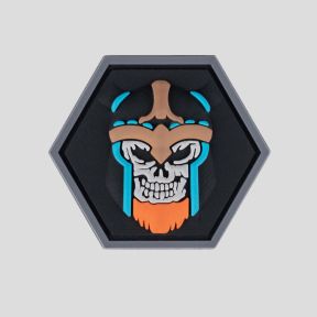 Parche hexagonal PVC 3D Calavera Vikingo - 101 Inc
