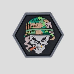 Patch esagonale PVC 3D Teschio Vietnam - 101 Inc