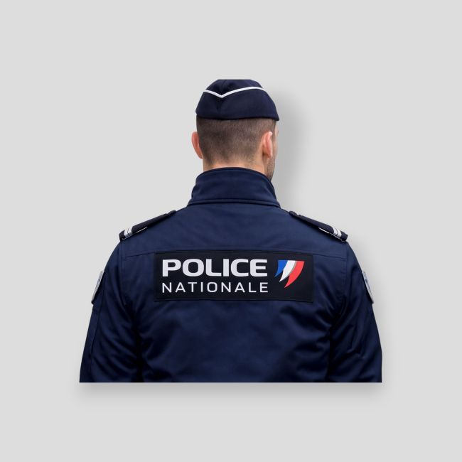 Elastyczna opaska czarne tło z rzepem 28x7,5cm - Police Nationale