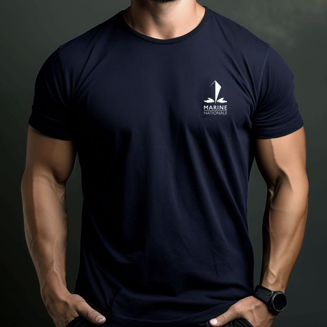 T-shirt sérigraphié Marine Nationale (recto/verso) - Bleu Marine - OPEX