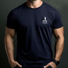 T-shirt zeefbedruk Marine Nationale (voor/achter) - Marineblauw - OPEX