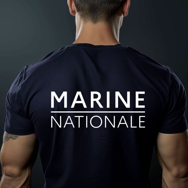 T-shirt sérigraphié Marine Nationale (recto/verso) - Bleu Marine - OPEX