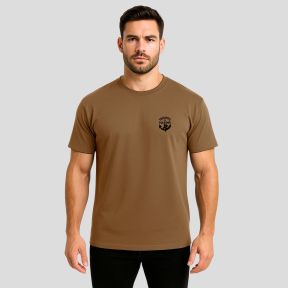 T-Shirt Cooldry mit Siebdruck Troupes de Marine - Coyote - OPEX
